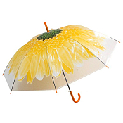 Зонт женский "Цветок", трость, желтый