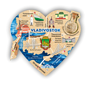 Магнит "Владивосток карта" 10х10,5см
