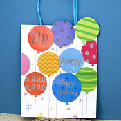 Пакет бумажный "Happy B-day ball" 21х25,5х10см, цв.голубой