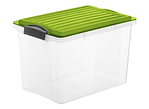 COMPACT Контейнер для хранения с крышкой 19л, 39,5х27,5х27см, цв.прозрачный/зеленый
