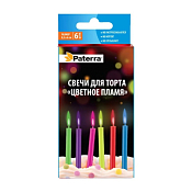 "PATERRA" Набор свечей для торта "Цветное пламя" 6шт.