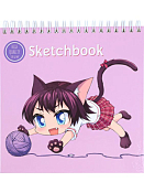 Скетчбук "Девочка-кошка" 16,5х16,5см