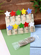 Набор прищепок декоративных "Stars" с веревкой 10шт., 3,8х1,5см