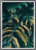 Декор. изобр. "Банановые листья с золотом" 50х70х3см