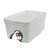 "Lalababy" Ящик для хранения "Cute Penguin" 7л, цв.серый
