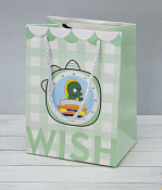 Пакет бумажный "Wish dino" 19,5х14,5х9,5см, цв.зеленый