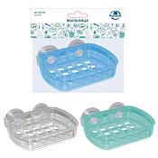 Мыльница на присосках 13х10х4,5см, 3цв.