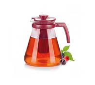 "TEO TONE" Стеклянный чайник 1700мл, с ситечком, цв.красный