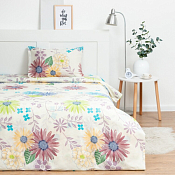 "Экономь и Я" Комплект постельного белья "Цветочное утро" 1,5сп, 1-50х70см, микрофибра