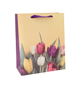 Пакет бумажный "Тюльпаны" 32х26х12см