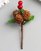 Ветка декоративная "Шишки с ягодами" 7,5см