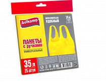 "AVIKOMP" Пакеты универсальные с ручками прочные 35л, 25шт. 13мкм, цв.желтый