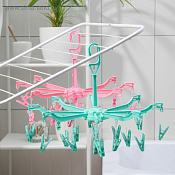 Сушилка для белья подвесная круглая, 16 прищепок 41х41см, в ассорт.