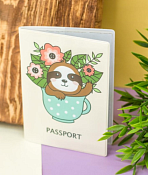 Обложка для паспорта "Sloth with flowers" 13,5х10см
