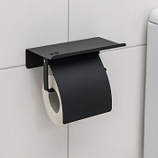 Держатель для туалетной бумаги с полкой 18х10,3х14см, цв.черный