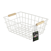 Корзина металлическая с деревянными ручками 31х20х12см, цв.белый