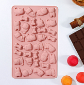 Форма для мармелада "Домашние питомцы" 34 ячейки, 19,5х12,5х1см, цв.микс