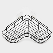 Полка настенная угловая "Доляна" 2 крючка, 26х26х10см, цв.черный