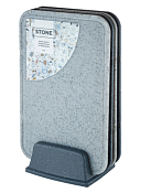 "Stone" Набор разделочных досок 4шт, 20х34см, на подставке, цв.темный камень