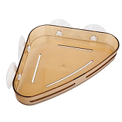 Полка угловая на присоске 23x3x15см, цв.коричневый