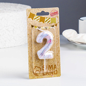 "Белый мрамор" Свечи для торта "Цифра 2"