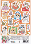 Наклейки "Котики" 16шт. А5, цв.персиковый