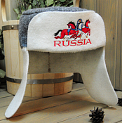 Шапка для сауны "RUSSIA. Тройка"