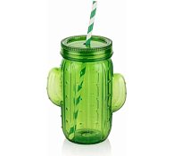 Стакан "Cactus" с крышкой и трубочкой 450мл, цв.зеленый