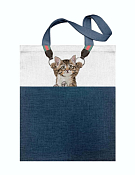 Сумка текстильная "Котик парашютист" 34х44
