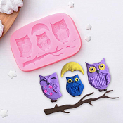 Молд силиконовый "Совы" 10х7см цв.ассорт