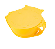 "Lalababy" Детская тарелка "Play with Me. Hello, Hippo!" с крышкой 0,4л, цв.желтый