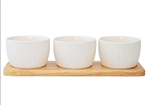 "Liberty Jones"Soft Ripples" Менажница "Dual Glazing" 3 чаши на деревянной подставке