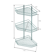 Полка для ванной, угловая, 3 секции 18х25х39см, цв.хром