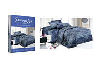 "Солнечный дом" Комплект постельного белья "Синий узор" евро, 50х70см, полисатин