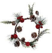 "СНОУ БУМ" Венок новогодний "Заснеженные ягоды и шишки" 30см