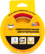 "AVIORA" Лента клейкая, двусторонняя, сверхпрочная 1,5смх3м, цв.красный