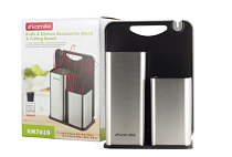 Набор: разделочная доска 29,6х22,4см, подставка для ножей