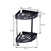 Полка для ванной, угловая "Black" 23х31х41см, 2 секции, цв.черный