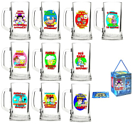 Кружка для пива с подставкой "Пивной слоган" 500мл 10в. в п.у.