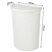 Корзина для белья "Eco Style" 50л, 46х26,5х61см, цв.белый
