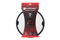 "LAKOMO" Крышка стекл. 28см с силикон. ободком, плоская