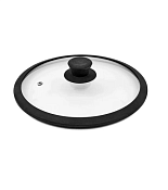 Крышка стекл. 24см с силикон. ободком, низкая, цв.черный