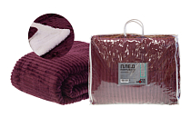 Плед-покрывало "Домашний" 220х240 см, шерпа, цв.бордовый