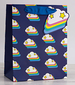 Пакет бумажный "Many cute clouds" 18х23х10см, цв.синий