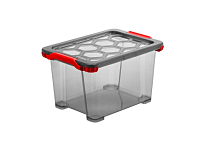 EVO TOTAL Контейнер для хранения с крышкой 15л, 39,3х28,3х23см, цв.сер./красн.