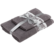 Набор махровых полотенец "Зимний лес" 2шт, 50х70см, 70х130см, цв.серый