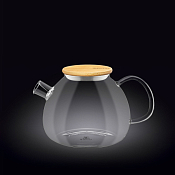 WILMAX Thermo Glass Заварочный чайник с деревянной крышкой пузатый 1000мл