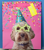 Пакет бумажный "Animal Birthday" 26х32х12,5см, цв.розовый