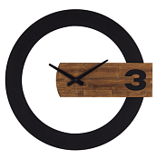 Часы настенные "Стиль. Черный круг, тройка" 50см