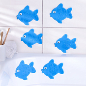 Набор мини-ковриков для ванной "Рыбка" на присосках 6шт. 11х12см